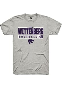 Zach Wittenberg Ash K-State Wildcats NIL Stacked Box Short Sleeve T Shirt