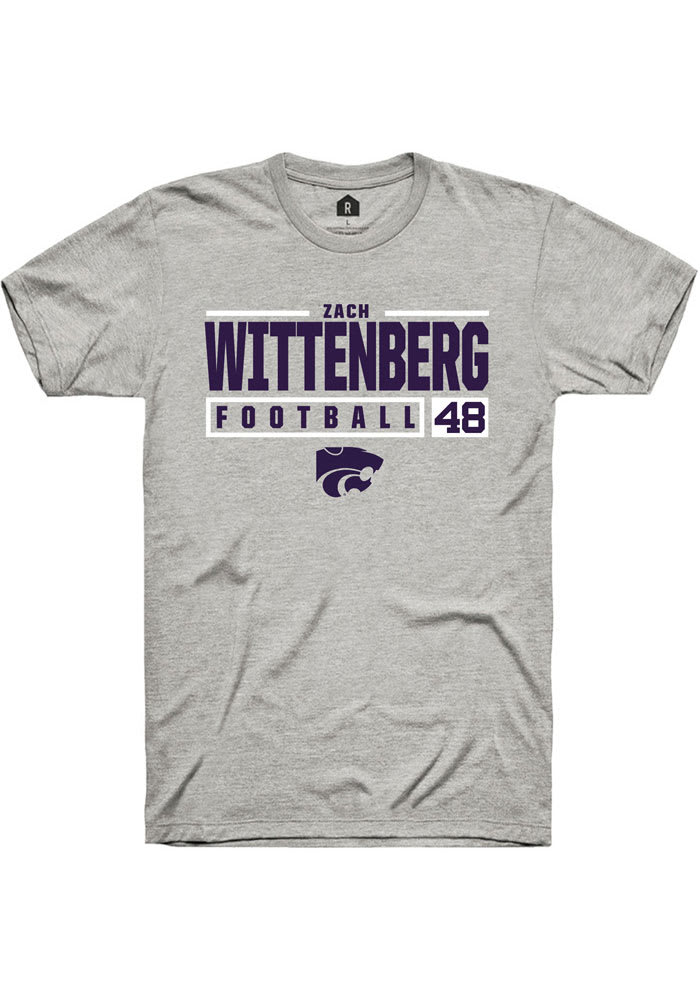 Zach Wittenberg K-State Wildcats Grey Rally NIL Stacked Box Short Sleeve T Shirt