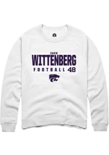 Zach Wittenberg Rally Mens White K-State Wildcats NIL Stacked Box Crew Sweatshirt