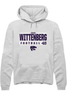 Zach Wittenberg Rally Mens White K-State Wildcats NIL Stacked Box Hooded Sweatshirt