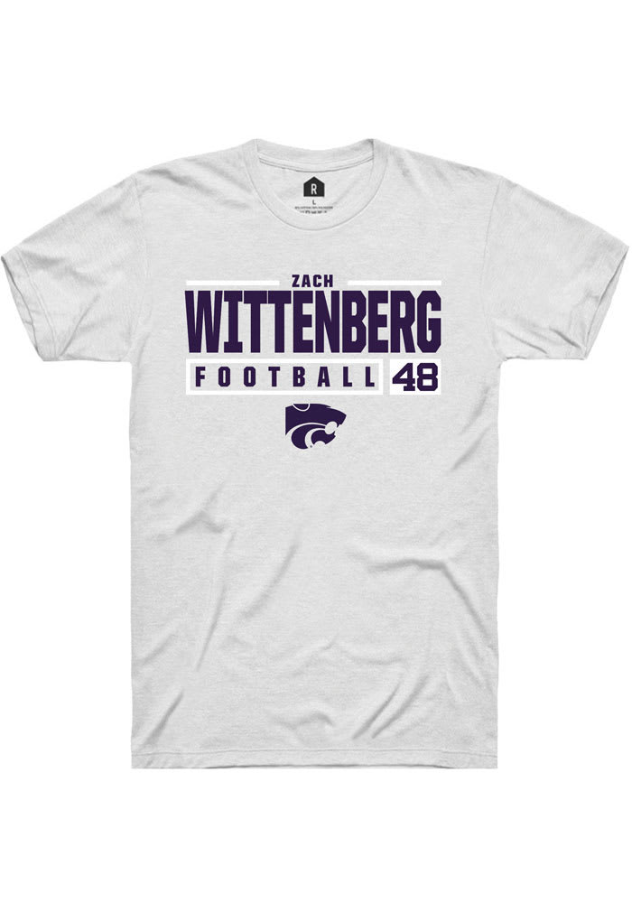 Zach Wittenberg K-State Wildcats White Rally NIL Stacked Box Short Sleeve T Shirt