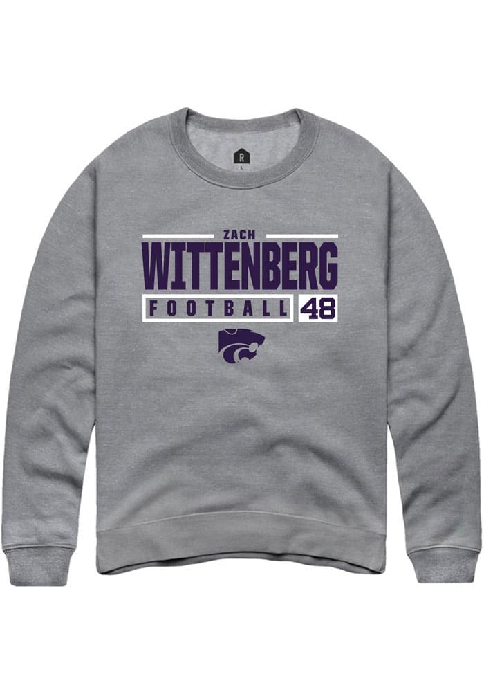 Zach Wittenberg Rally K-State Wildcats Mens Grey NIL Stacked Box Long Sleeve Crew Sweatshirt