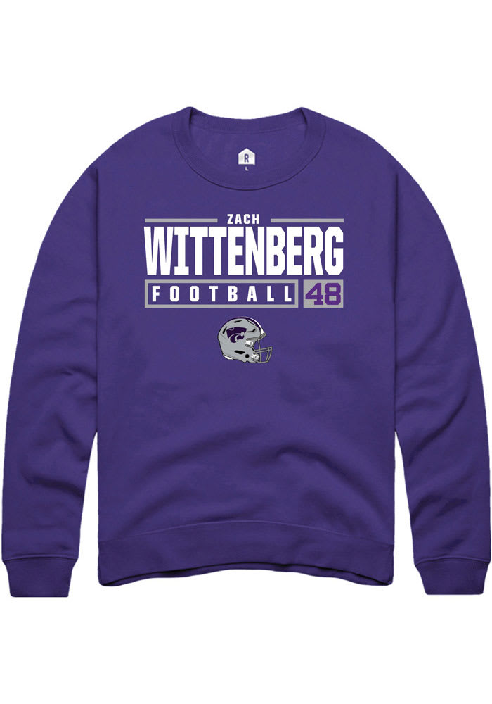 Zach Wittenberg Rally K-State Wildcats Mens Purple NIL Stacked Box Long Sleeve Crew Sweatshirt