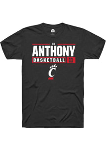 CJ Anthony  Cincinnati Bearcats Black Rally NIL Stacked Box Short Sleeve T Shirt