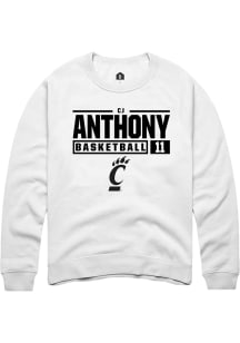 CJ Anthony  Rally Cincinnati Bearcats Mens White NIL Stacked Box Long Sleeve Crew Sweatshirt