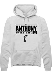 CJ Anthony  Rally Cincinnati Bearcats Mens White NIL Stacked Box Long Sleeve Hoodie