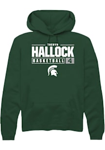 Theryn Hallock  Rally Michigan State Spartans Mens Green NIL Stacked Box Long Sleeve Hoodie