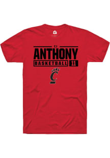 CJ Anthony  Cincinnati Bearcats Red Rally NIL Stacked Box Short Sleeve T Shirt