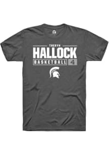 Theryn Hallock Dark Grey Michigan State Spartans NIL Stacked Box Short Sleeve T Shirt