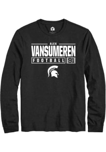 Alex Vansumeren Rally Mens Black Michigan State Spartans NIL Stacked Box Tee