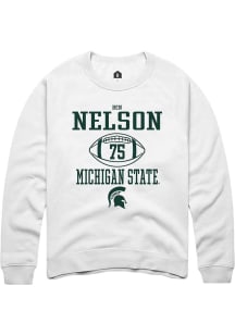 Ben Nelson Rally Mens White Michigan State Spartans NIL Sport Icon Crew Sweatshirt