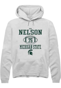 Ben Nelson Rally Mens White Michigan State Spartans NIL Sport Icon Hooded Sweatshirt