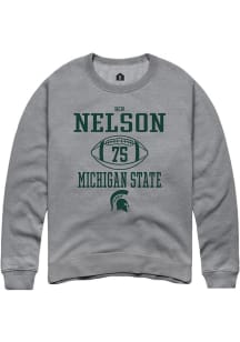 Ben Nelson Rally Mens Graphite Michigan State Spartans NIL Sport Icon Crew Sweatshirt