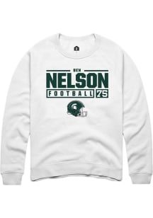 Ben Nelson Rally Mens White Michigan State Spartans NIL Stacked Box Crew Sweatshirt