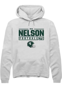 Ben Nelson Rally Mens White Michigan State Spartans NIL Stacked Box Hooded Sweatshirt
