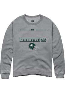 Ben Nelson Rally Mens Graphite Michigan State Spartans NIL Stacked Box Crew Sweatshirt