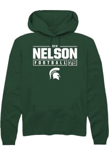 Ben Nelson Rally Mens Green Michigan State Spartans NIL Stacked Box Hooded Sweatshirt