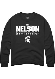 Ben Nelson Rally Mens Black Michigan State Spartans NIL Stacked Box Crew Sweatshirt