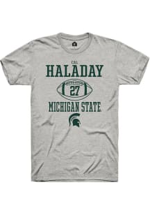 Cal Haladay  Michigan State Spartans Ash Rally NIL Sport Icon Short Sleeve T Shirt