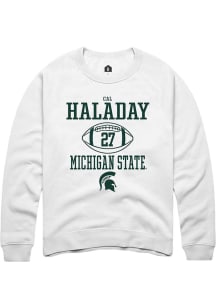 Cal Haladay  Rally Michigan State Spartans Mens White NIL Sport Icon Long Sleeve Crew Sweatshirt