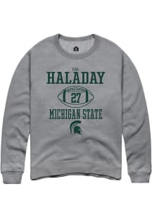 Cal Haladay  Rally Michigan State Spartans Mens Grey NIL Sport Icon Long Sleeve Crew Sweatshirt