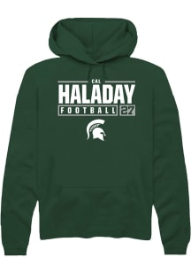 Cal Haladay  Rally Michigan State Spartans Mens Green NIL Stacked Box Long Sleeve Hoodie