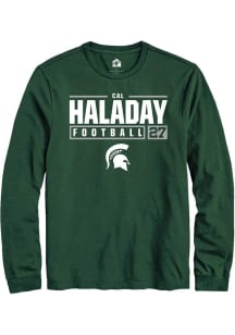 Cal Haladay  Michigan State Spartans Green Rally NIL Stacked Box Long Sleeve T Shirt