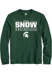 Darius Snow Rally Mens Green Michigan State Spartans NIL Stacked Box Tee