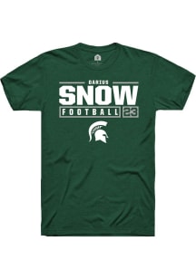 Darius Snow Green Michigan State Spartans NIL Stacked Box Short Sleeve T Shirt