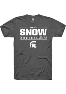 Darius Snow Dark Grey Michigan State Spartans NIL Stacked Box Short Sleeve T Shirt
