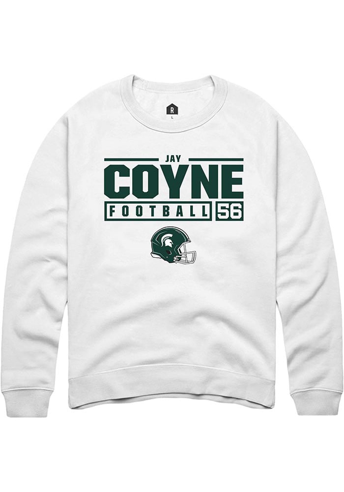 Jay Coyne Michigan State Spartans NIL Stacked Box Crew Sweatshirt - White