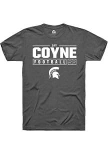 Jay Coyne Dark Grey Michigan State Spartans NIL Stacked Box Design Short Sleeve T Shirt