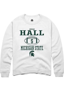 Jordan Hall  Rally Michigan State Spartans Mens White NIL Sport Icon Long Sleeve Crew Sweatshirt