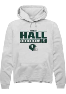 Jordan Hall  Rally Michigan State Spartans Mens White NIL Stacked Box Long Sleeve Hoodie