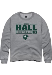 Jordan Hall  Rally Michigan State Spartans Mens Graphite NIL Stacked Box Long Sleeve Crew Sweats..