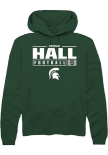 Jordan Hall  Rally Michigan State Spartans Mens Green NIL Stacked Box Long Sleeve Hoodie