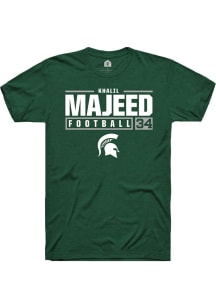Khalil Majeed Green Michigan State Spartans NIL Stacked Box Short Sleeve T Shirt