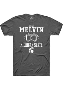 Semar Melvin  Michigan State Spartans Dark Grey Rally NIL Sport Icon Short Sleeve T Shirt