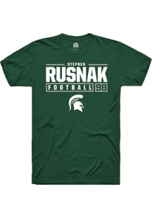Stephen Rusnak  Michigan State Spartans Green Rally NIL Stacked Box Short Sleeve T Shirt