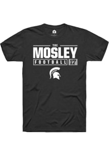 Tre Mosley  Michigan State Spartans Black Rally NIL Stacked Box Short Sleeve T Shirt