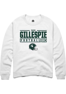 Zachary Gillespie  Rally Michigan State Spartans Mens White NIL Stacked Box Long Sleeve Crew Swe..