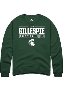Zachary Gillespie  Rally Michigan State Spartans Mens Green NIL Stacked Box Long Sleeve Crew Swe..