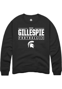 Zachary Gillespie  Rally Michigan State Spartans Mens Black NIL Stacked Box Long Sleeve Crew Swe..