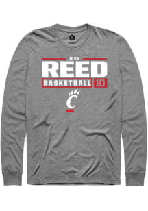 Josh Reed  Cincinnati Bearcats Graphite Rally NIL Stacked Box Long Sleeve T Shirt