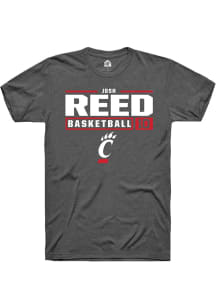 Josh Reed  Cincinnati Bearcats Dark Grey Rally NIL Stacked Box Short Sleeve T Shirt