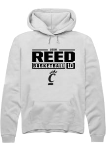 Josh Reed Rally Mens White Cincinnati Bearcats NIL Stacked Box Hooded Sweatshirt