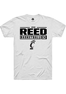 Josh Reed  Cincinnati Bearcats White Rally NIL Stacked Box Short Sleeve T Shirt