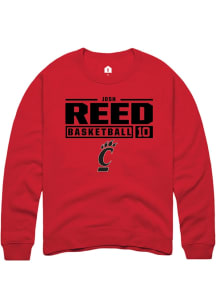 Josh Reed Rally Mens Red Cincinnati Bearcats NIL Stacked Box Crew Sweatshirt