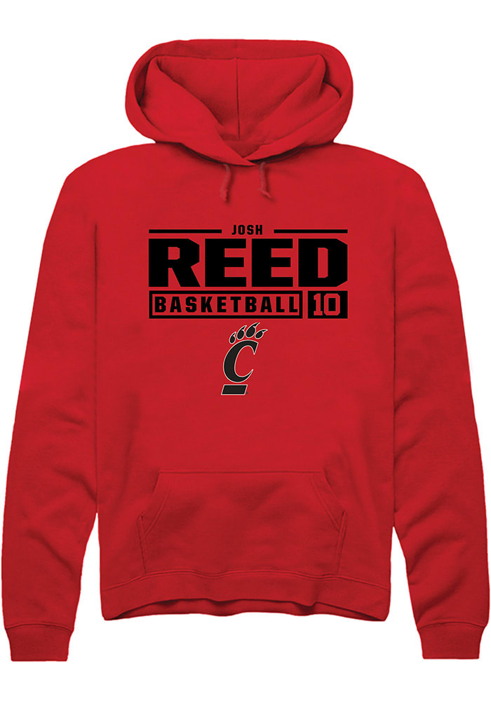 Josh Reed Rally Cincinnati Bearcats Mens Red NIL Stacked Box Long Sleeve Hoodie