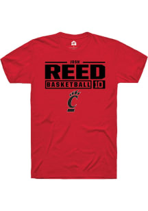 Josh Reed  Cincinnati Bearcats Red Rally NIL Stacked Box Short Sleeve T Shirt